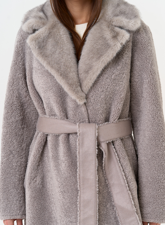 Женская двухсторонняя дубленка из эко замши