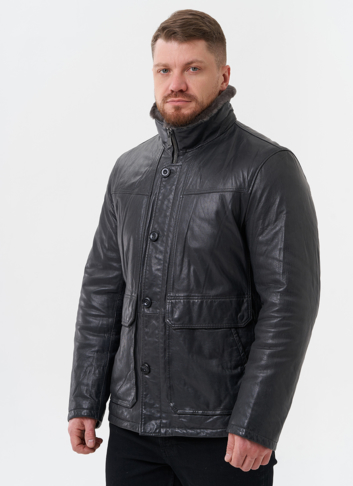 Куртка из натуральной кожи с отделкой из мутона