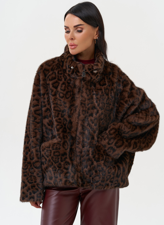 Женская куртка из эко меха с воротником 