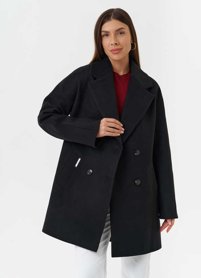 Двубортное пальто с английским воротником модель № 28090 универмаг малина