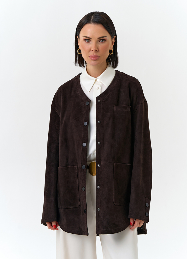 Удлиненная куртка из натуральной замши модель № 32534 универмаг малина