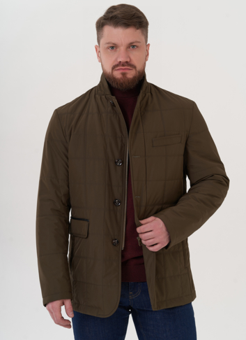 Мужская стеганая куртка цвета хаки