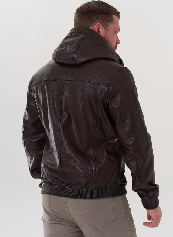 Куртка с капюшоном из натуральной кожи