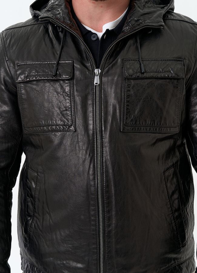 Мужская утепленная куртка из натуральной кожи модель № 24373 универмаг малина