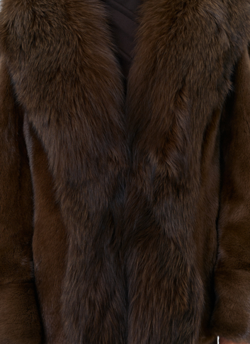 Шуба из норки с отделкой из меха чернобурки