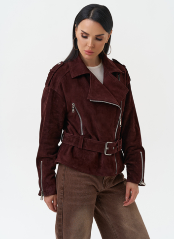 Женская куртка из натуральной замши с поясом