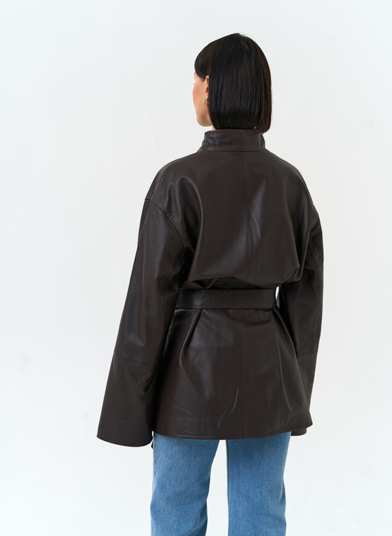 Женский жакет кимоно из натуральной кожи