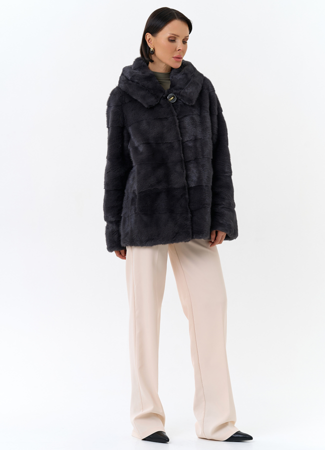 Куртка из меха норки с капюшоном модель № 25398 универмаг малина