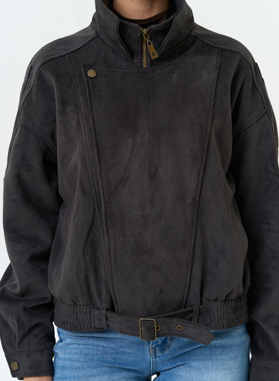 Женская куртка бомбер из эко замши