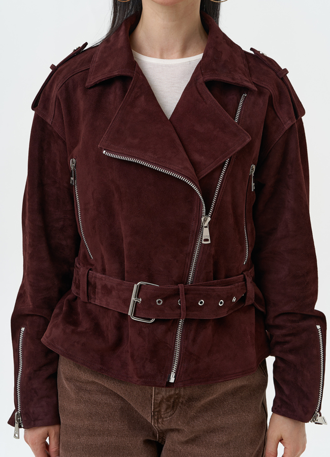 Женская куртка из натуральной замши с поясом модель № 30363 универмаг малина