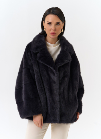 Шуба из меха норки с английским воротником Шуба из меха норки с английским воротником