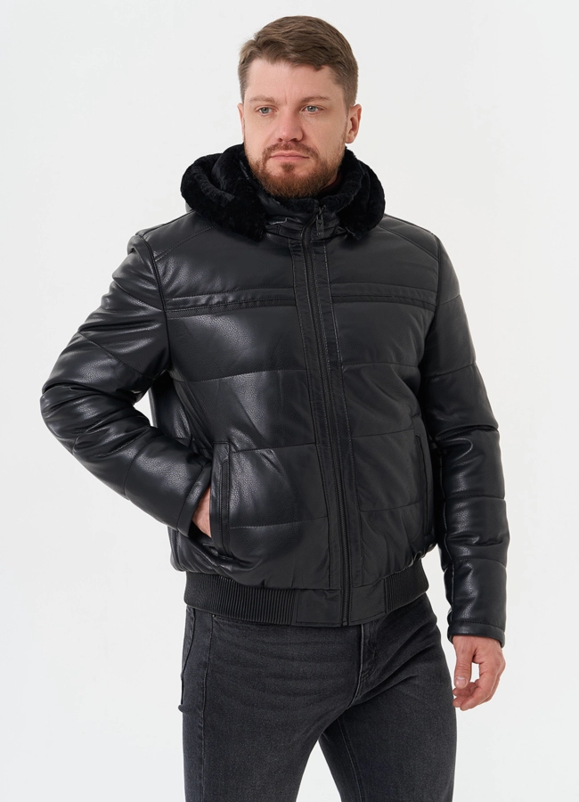 Утепленная куртка из эко кожи модель № 27740 в кредит