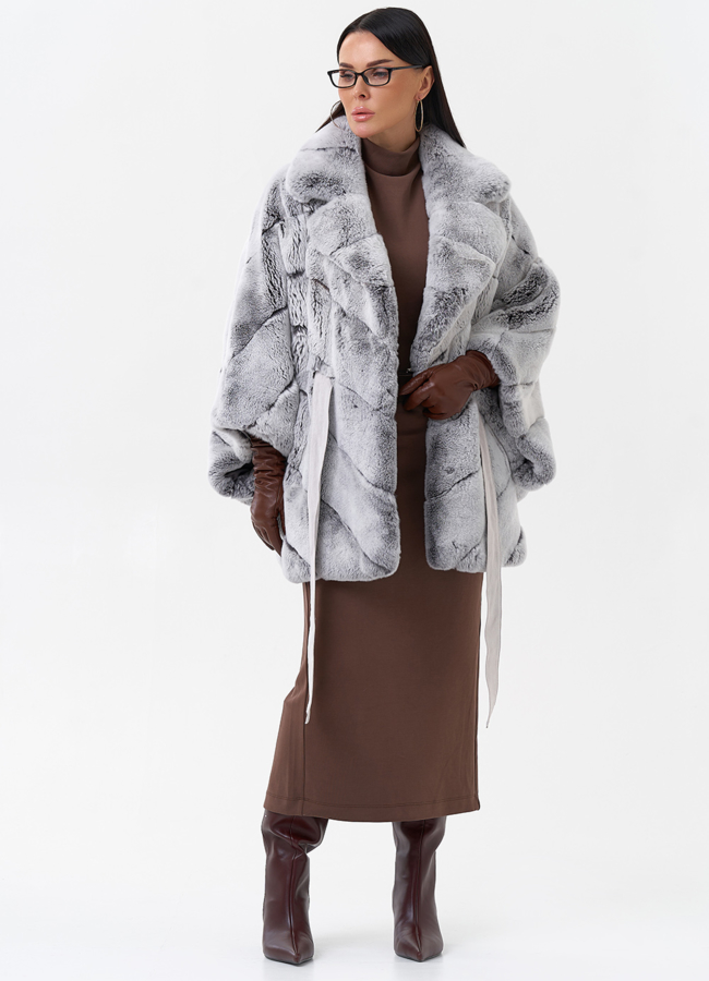 Шуба из меха кролика с английским воротником  модель № 29210 в кредит