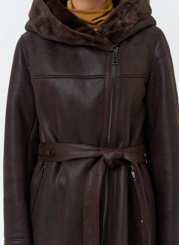 Женская дубленка из эко замши