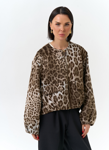 Женское укороченное пальто с анималистическим принтом Женское укороченное пальто с анималистическим принтом