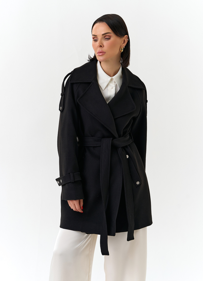 Женское укороченное пальто с английским воротником модель № 32641 меха малина