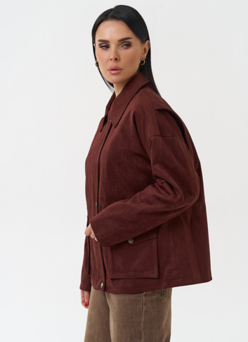 Женская парка из эко замши бордового цвета