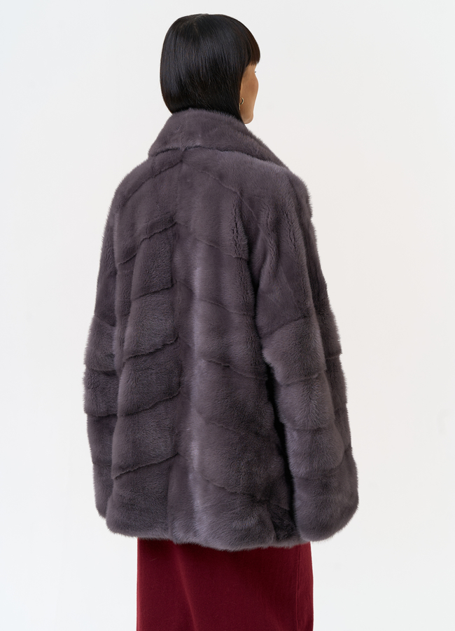 фото Шуба из меха норки с английским воротником модель № 31649