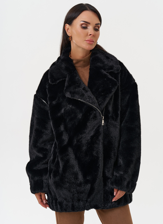 Женская шуба из эко меха со съёмными рукавами