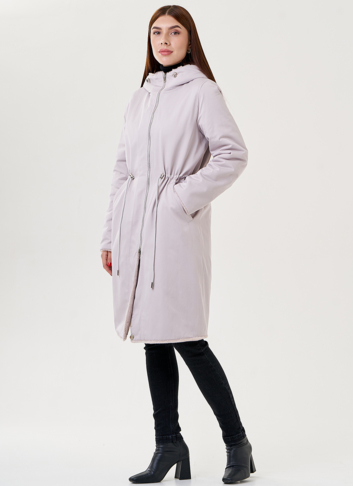 Двухстороннее пальто из эко меха с капюшоном