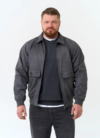 Мужская куртка бомбер из эко замши фото