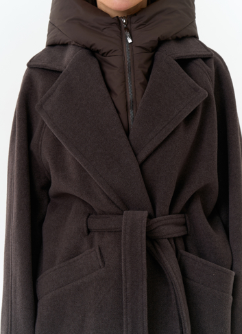 Женское пальто со съемный капюшоном