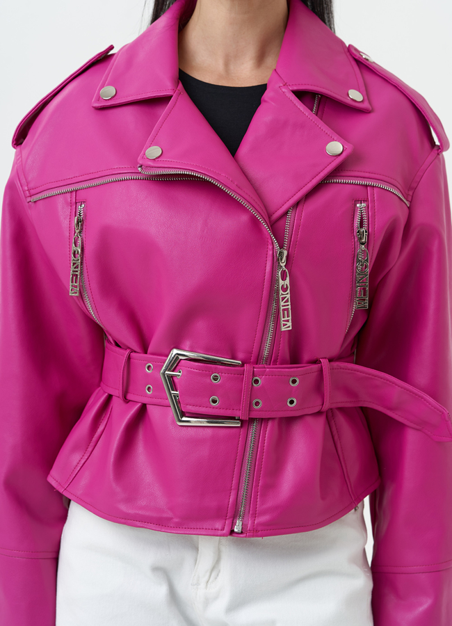 Куртка косуха из эко кожи розового цвета модель № 30304 универмаг малина