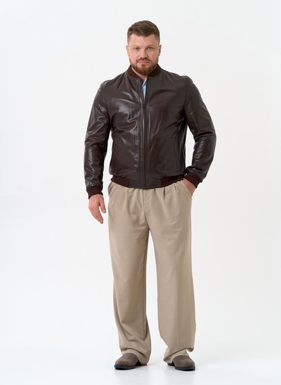 Мужская куртка бомбер из натуральной кожи