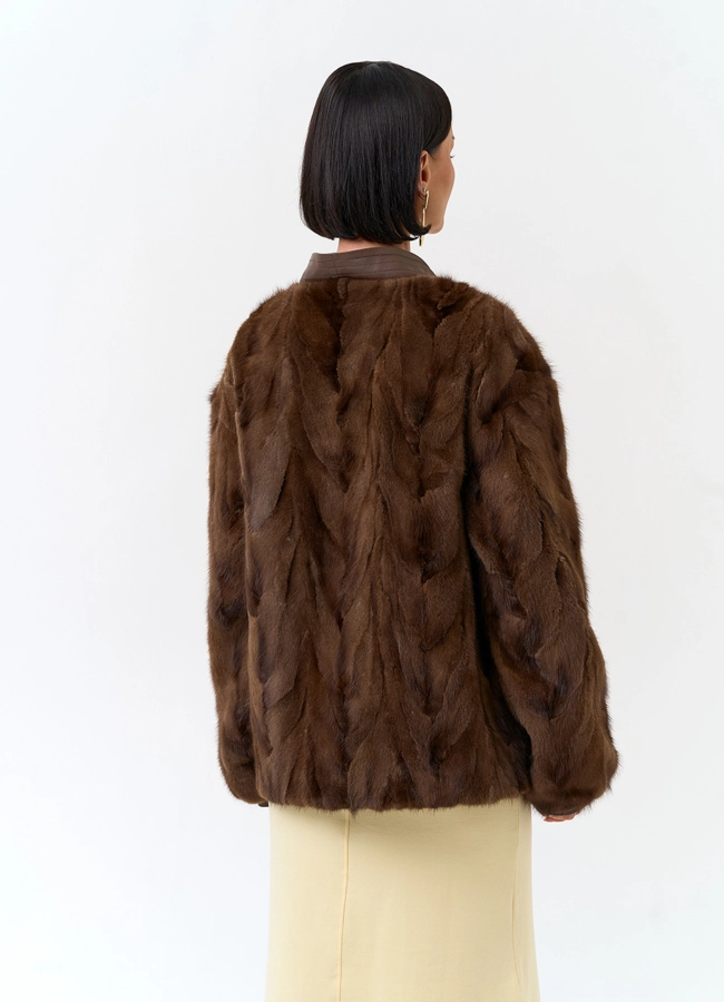 фото Жакет из меха частей норки модель № 33784