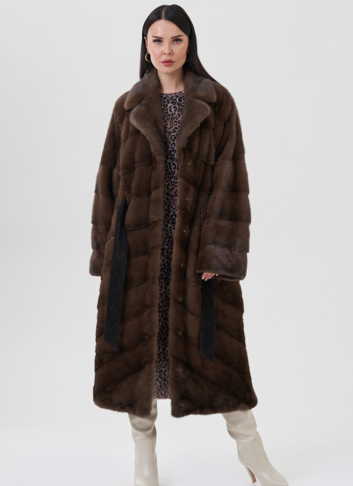 Норковая шуба с английским воротником 