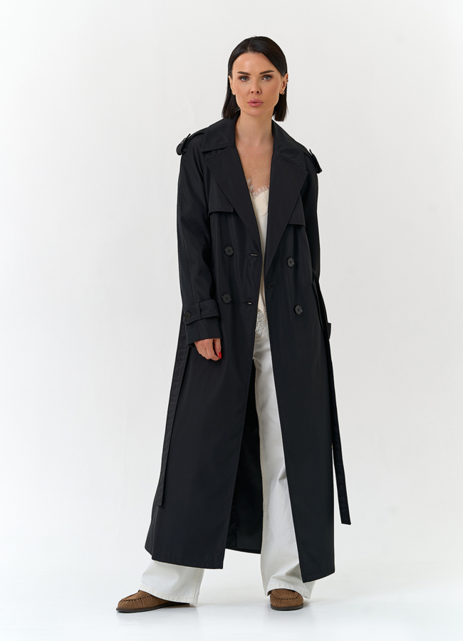 Женский длинный плащ с поясом модель № 33112 меха малина