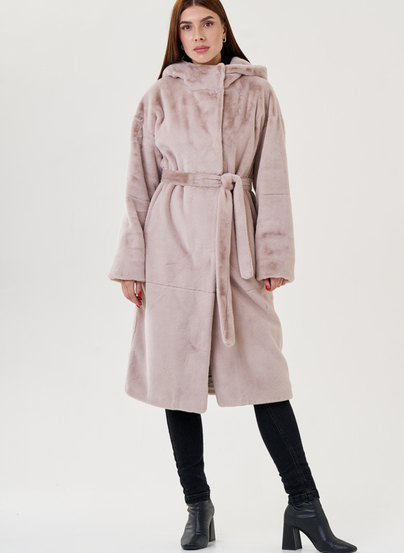 Длинное пальто из искусственного меха