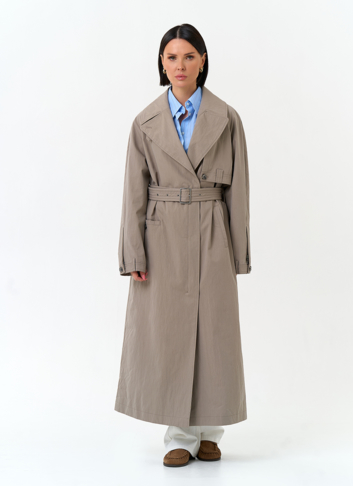 Женский длинный плащ с поясом