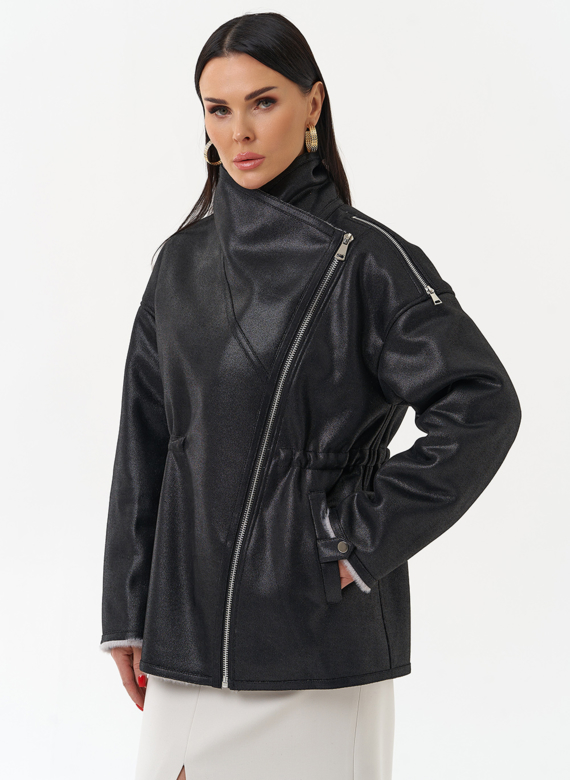 Женская дубленка из эко замши 