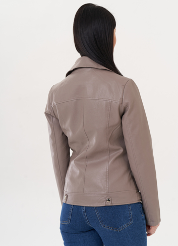 Куртка "косуха" из эко кожи бежевого цвета