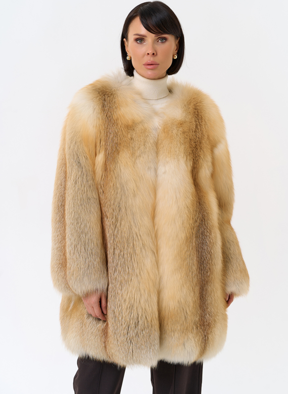 Шуба из рыжей лисы