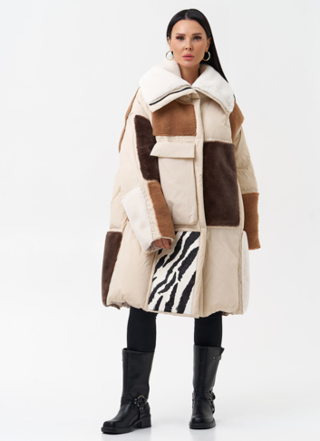 Комбинированный женский пуховик 