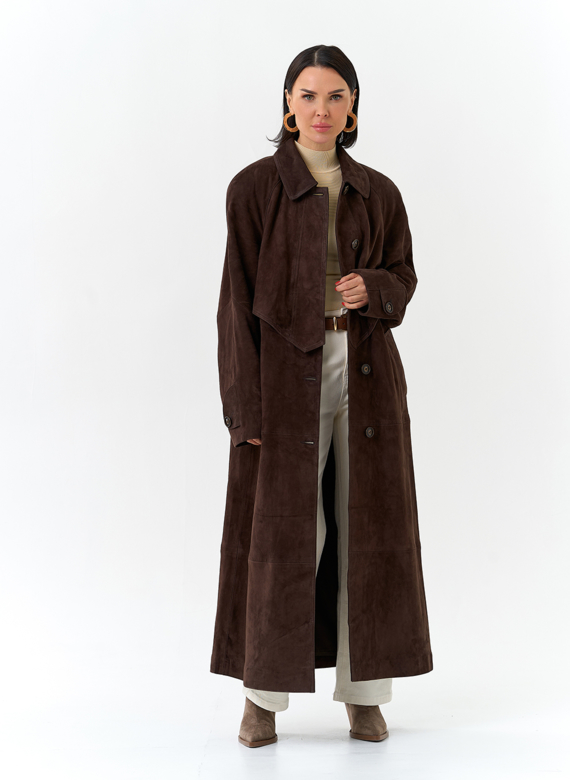 Женский плащ из натуральной замши