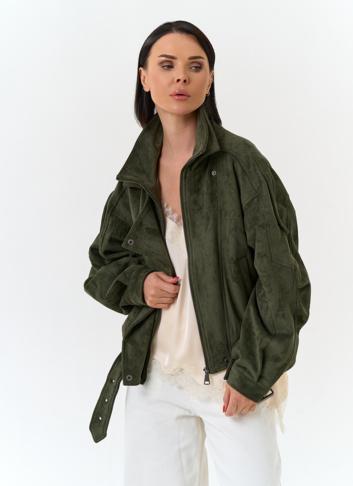 Женская куртка бомбер из эко замши 