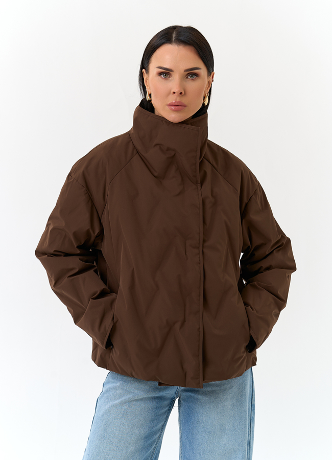 Женская куртка с воротником стойкой модель № 32835 меха малина