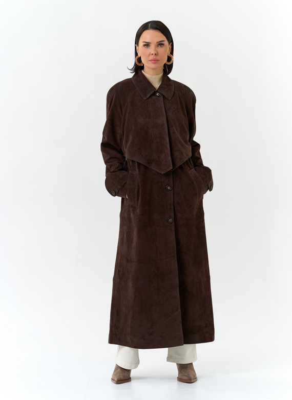 Женский плащ из натуральной замши
