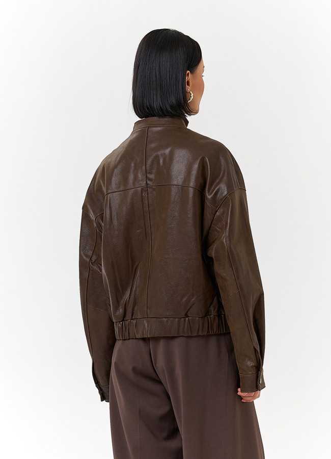 Женская куртка бомбер из натуральной кожи модель № 32749 в кредит