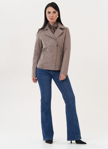 Куртка "косуха" из эко кожи бежевого цвета
