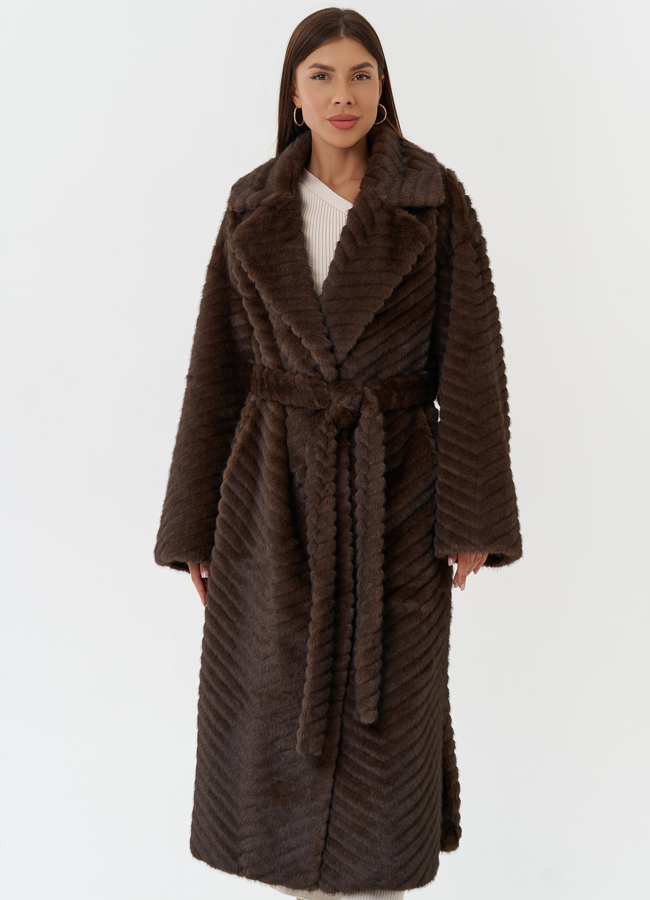 Пальто из эко меха с английским воротником модель № 29532 универмаг малина