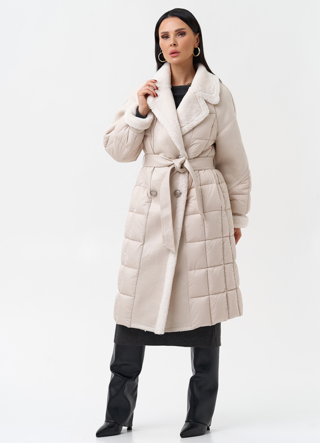 фото Комбинированный женский пуховик  модель № 27735