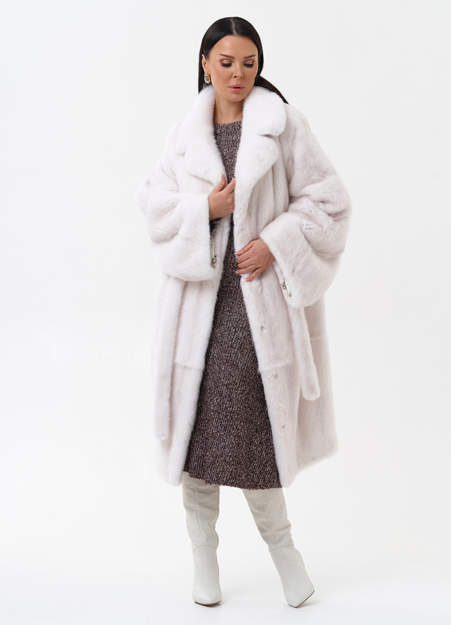 Белая норковая шуба модель № 29167 универмаг малина
