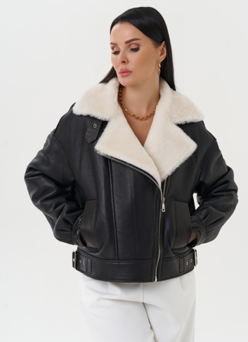 Натуральная дубленка черного цвета