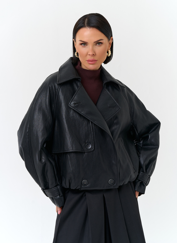 Женская утепленная куртка из эко кожи